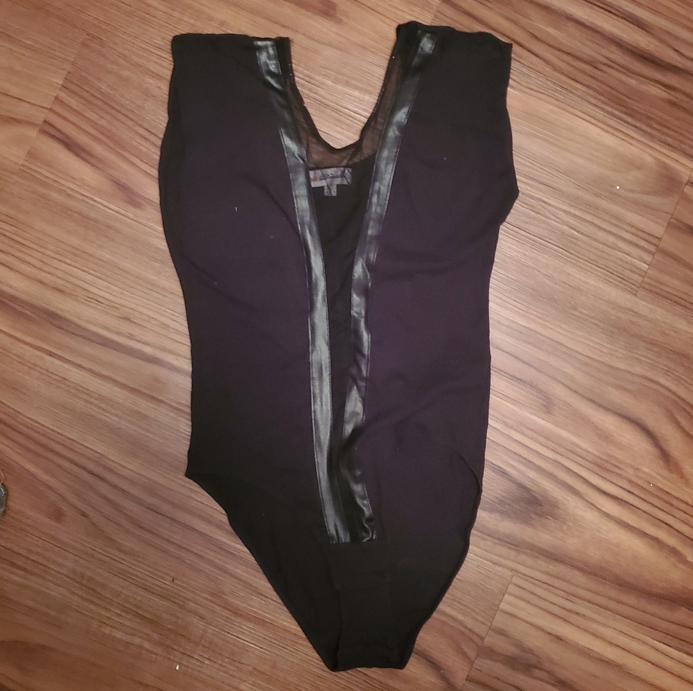 Black Mesh Pleather Body Suit